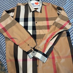 Authentic Mens Burberry Plaid Dress Shirt XXL